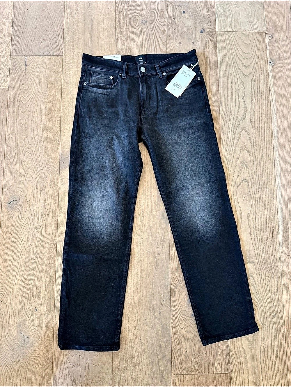 H&M Regular Straight comfort Stretch Jeans in Black Waist 32